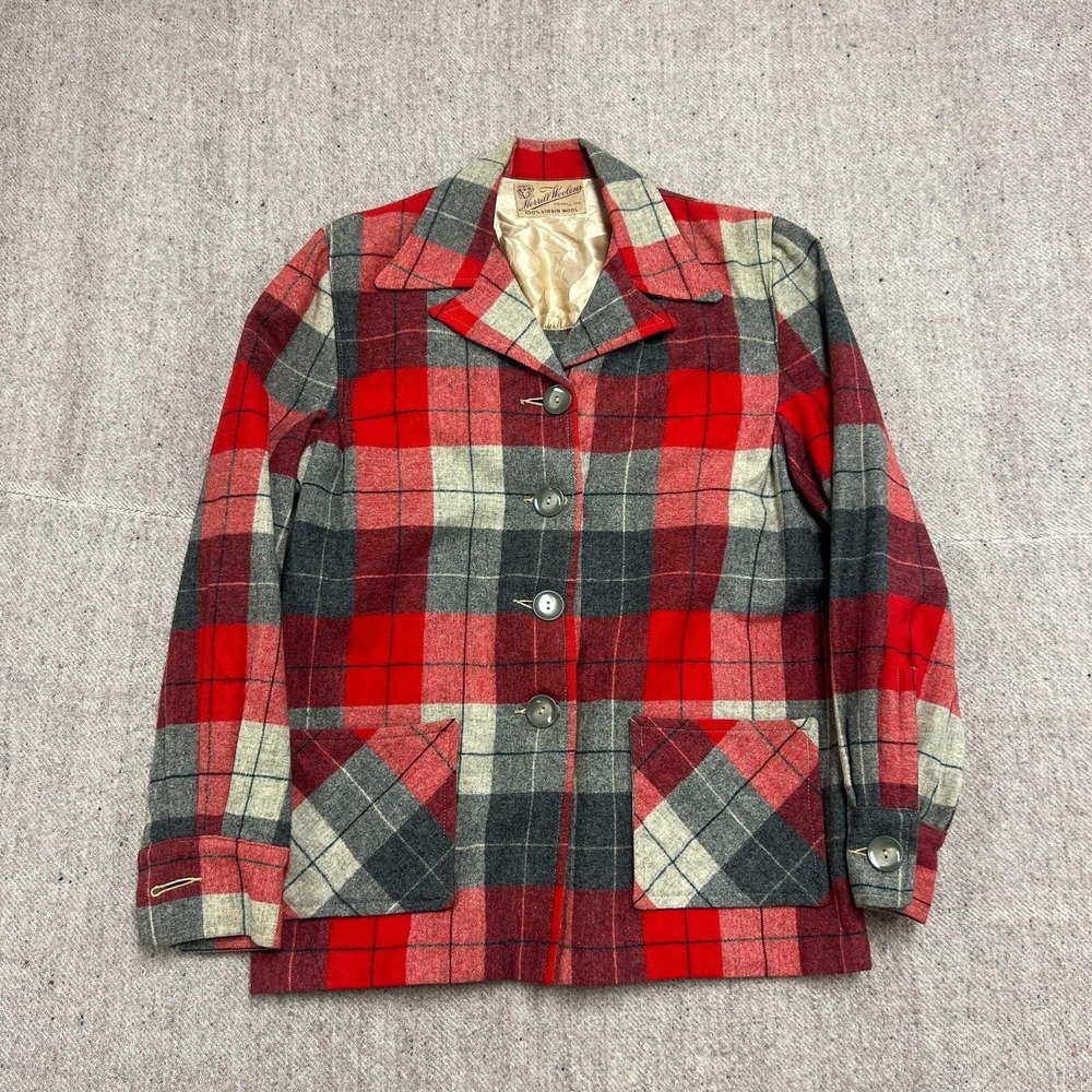 Vintage Merrill Woolens 49er Jacket Women's Medium Red 1950s Wool Plaid